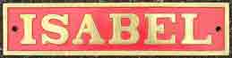 click for 3K .jpg image of Isabel nameplate